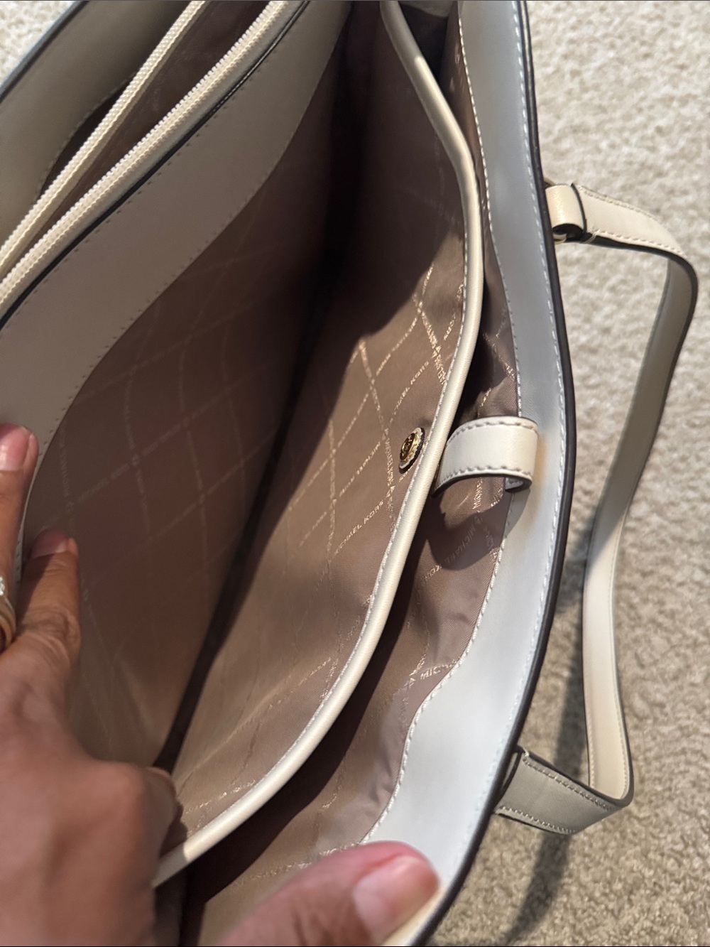 Michael Kors Light Gray MK Logo Tote with Gold Accent - Picture 11 of 12